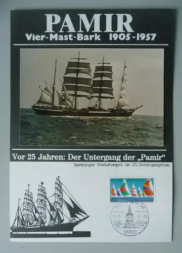 Gedenkblatt Pamir Untergang 25 Jahre mit Foto und Sonderstempel 1982