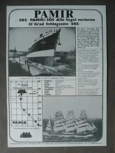 Gedenkblatt Pamir Untergang 25 Jahre mit Foto und Sonderstempel 1982