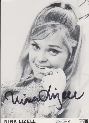Autogrammkarte Nina Lizell  / Schlagersängerin  Foto signiert ca. 1970