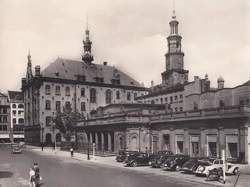 Orig. Foto Posen / Poznan Markt mit Hauptwache Rathaus Oldtimer