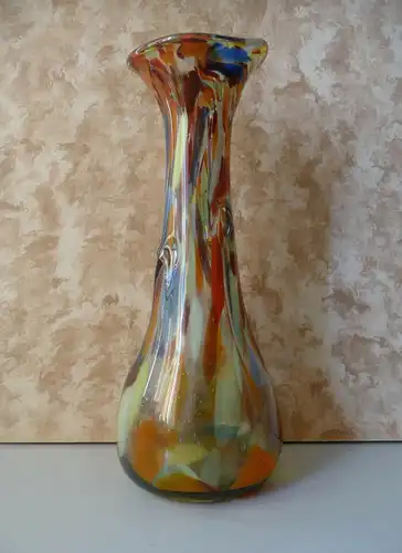 Originelle bunte Vase Glasvase mundgeblasen Handarbeit  32 cm
