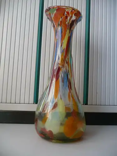 Originelle bunte Vase Glasvase mundgeblasen Handarbeit  32 cm