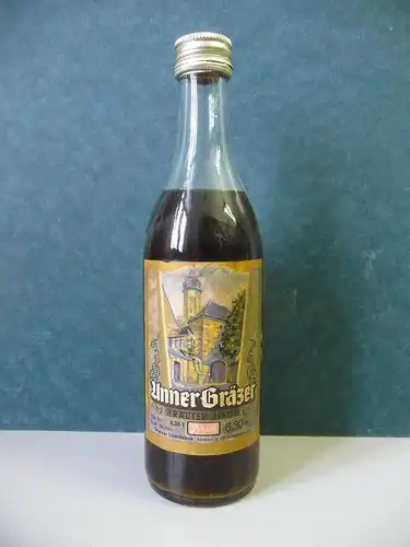 Orig. Flasche "Unner Gräzer" Kräuterlikor Greiz / VEB Getränkekombinat
