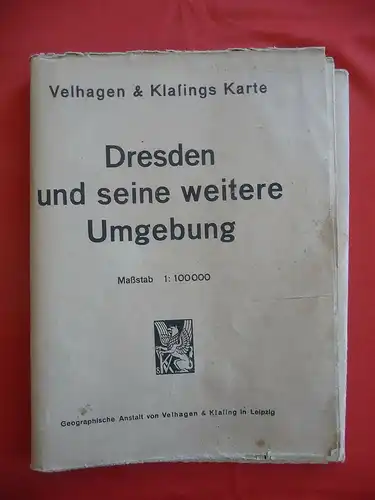 Landkarte Dresden und Umgebung / Velhagen & Klasing ca. 1950