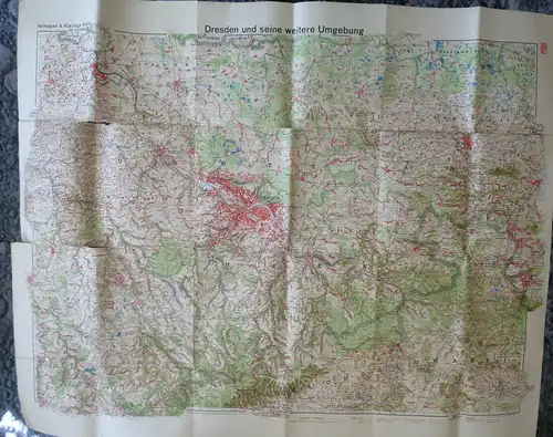 Landkarte Dresden und Umgebung / Velhagen & Klasing ca. 1950
