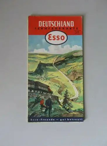 Esso Fernfahrkarte Straßenkarte Deutschland 1952