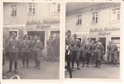 2 Orig. Fotos Soldaten vor Bäckerei Sachsen?