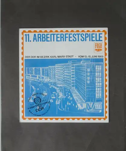 Briefmarken-Sonderblatt Arbeiterfestspiele Karl-Marx-Stadt 1969