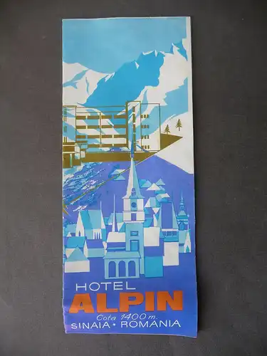 Reklameprospekt Faltblatt Hotel Alpin Sinaia Rumänien ca. 1970