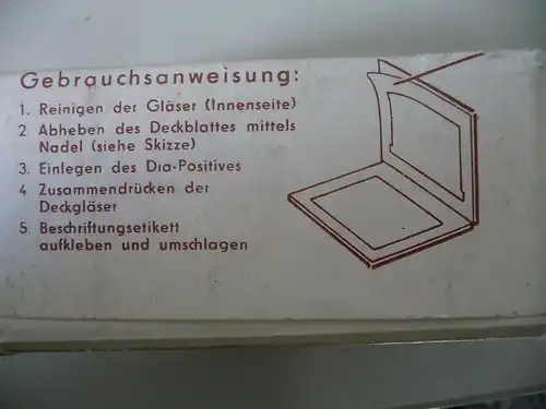 Alte Glas-Diarähmchen Diarahmen selbstklebend / DDR Originalverpackung