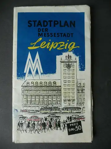 Alter Stadtplan Leipzig mit Innenstadtplan Messeplan 1959