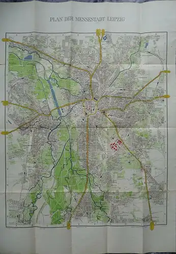Alter Stadtplan Leipzig mit Innenstadtplan Messeplan 1959