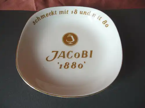 Aschenbecher Schale mit Reklame Jacobi 1880 Weinbrand / Schwarzenhammer Porzella