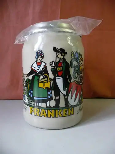 Bierkrug "Franken" mit Zinndeckel / Brauerei Scherdel Hof