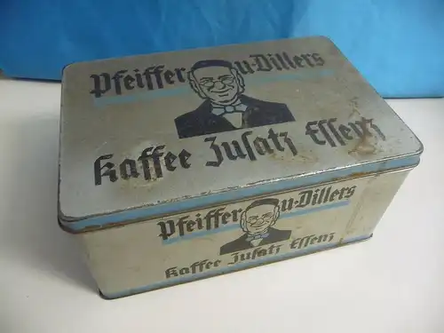 Große Blechdose Reklame Pfeiffer u. Diller Kaffee-Zusatz-Essenz