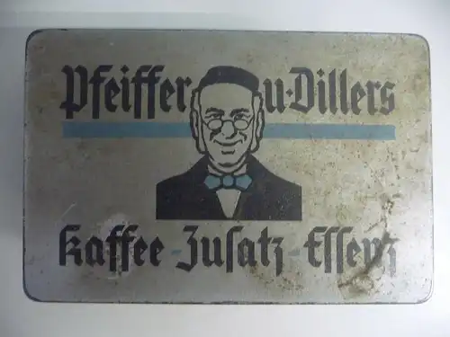Große Blechdose Reklame Pfeiffer u. Diller Kaffee-Zusatz-Essenz