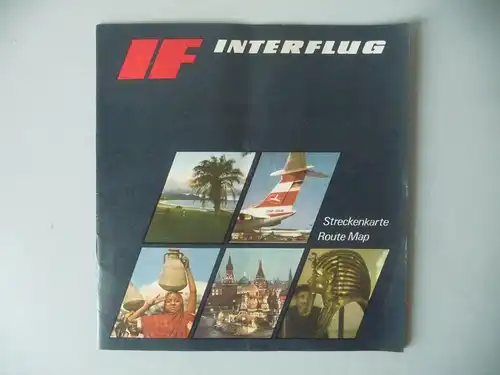 Heft Interflug Streckenkarte Flugrouten 1974