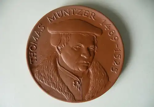 Medaille Thomas Müntzer / Allstedt Helme / Böttgersteinzeug Meißen