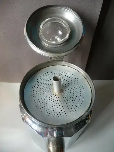 Kaffeekanne mit Sieb Filter Einsatz Metall verspiegelt