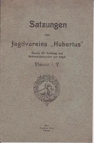 Heft Satzungen Jagdverein Hubertus Jagdhund Plauen