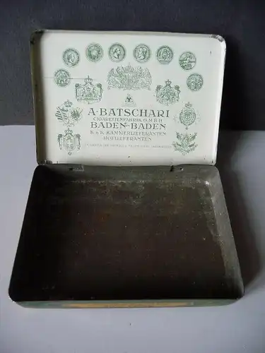 Alte Zigarettendose Blechdose Batschari Baden-Baden ca. 1910