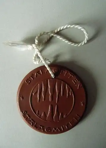 Medaille Drachenhöhle Syrau Stalaktiten Stalagmiten / Böttgersteinzeug Meißen
