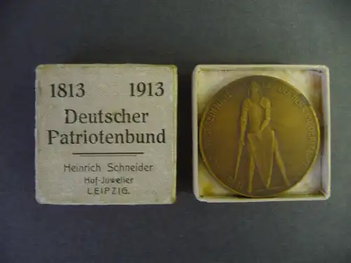 Medaille Deutscher Patriotenbund / Völkerschlachtdenkmal 1913 in Originaletui!