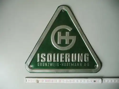 Blechschild Plakette Grünzweig + Hartmann Isolierung