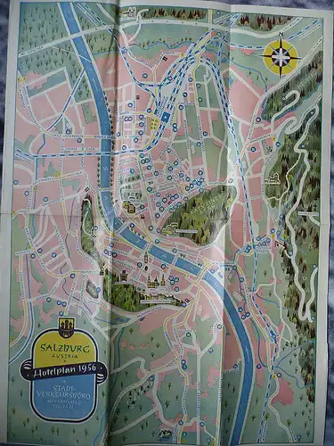 Stadtplan Hotelplan Salzburg 1956