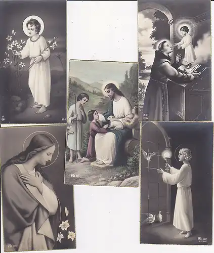 5 alte Andachtsbildchen Christusbild Heiligenbild Andacht ca. 1920