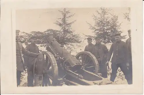 Orig. Foto Soldaten mit Kanone Granate / Baranowitschi Baranawitschy WK I 1916