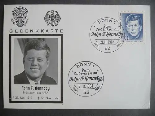 Gedenkkarte John F. Kennedy Erster Todestag Bonn 1964