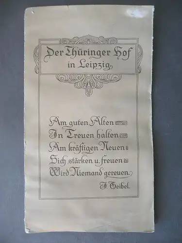 Original-Prospekt Faltblatt Reklame Leipzig Thüringer Hof ca. 1912