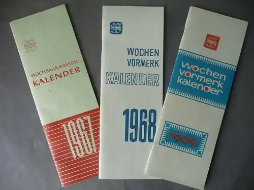 3 x Wochen-Vormerkkalender 1967-69 / VEB Hermes Halle DDR