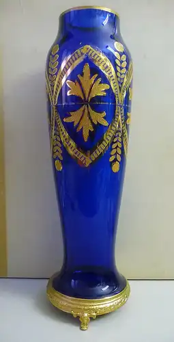 Prächtige blaue Vase mit Golddekor 45 cm hoch