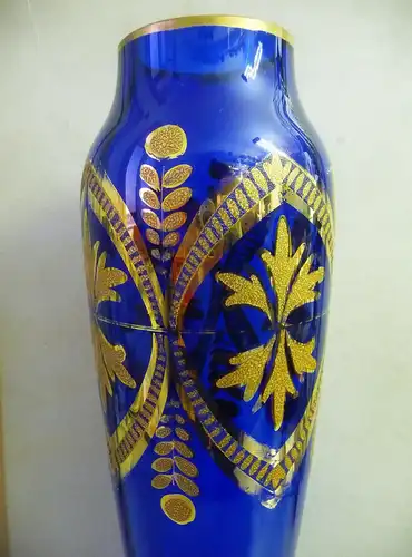Prächtige blaue Vase mit Golddekor 45 cm hoch