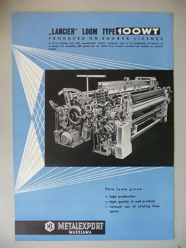 Prospekt Webstuhl "Lancier" Typ 100WT / Zakłady Metalowe Sarżysko 1962