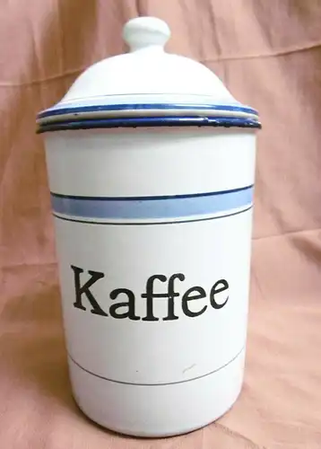 Kaffeedose aus Emaille weiß-blau