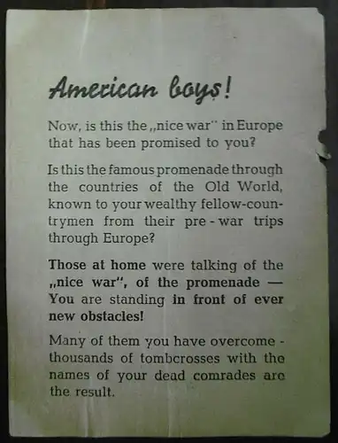 Original Flugblatt Propaganda "American boys!"