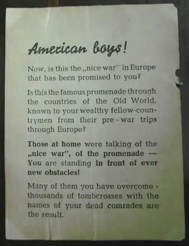 Original Flugblatt Propaganda "American boys!"