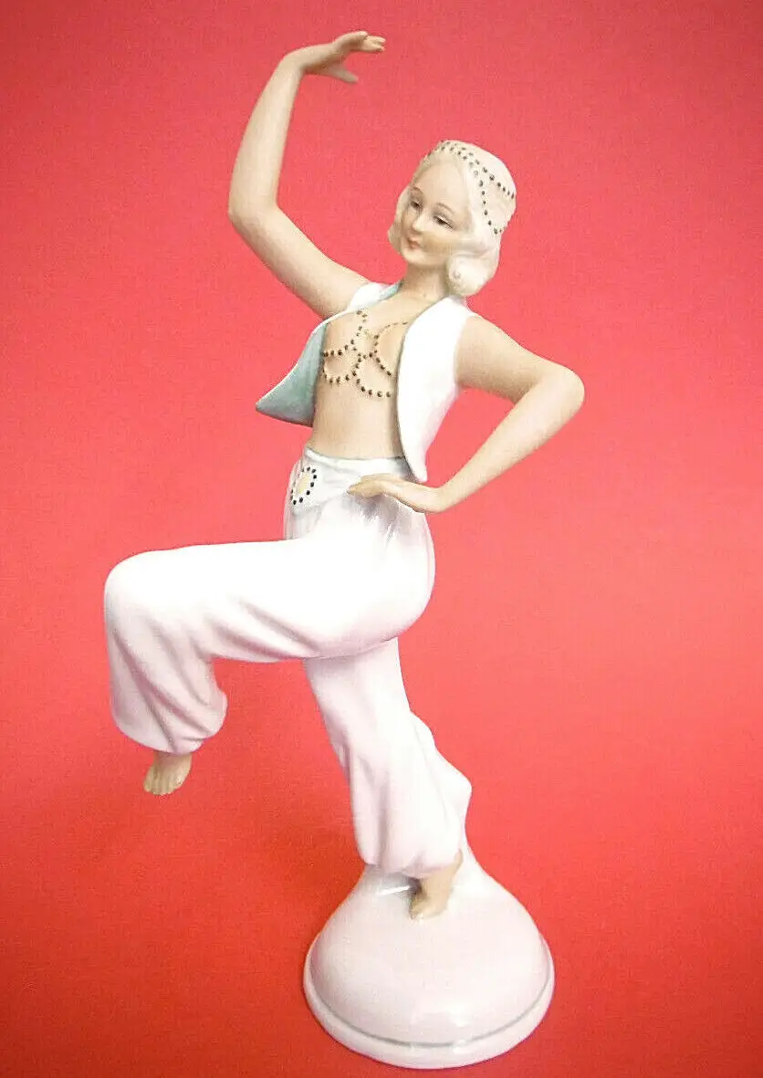 Wunderschöne Bauchtänzerin aus Porzellan, Schaubachkunst Germany, H. ca. 23,5 cm 1