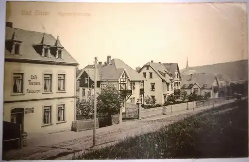 Alte Postkarte "Bad Elster Agnesruhstraße, Café Toscana", gel. 1909