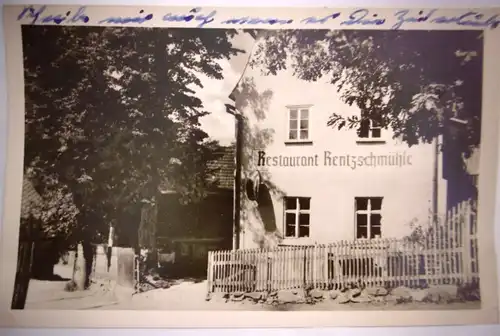 Alte Postkarte "Restaurant Rentzschmühle" (Pöhl) gel. 1955