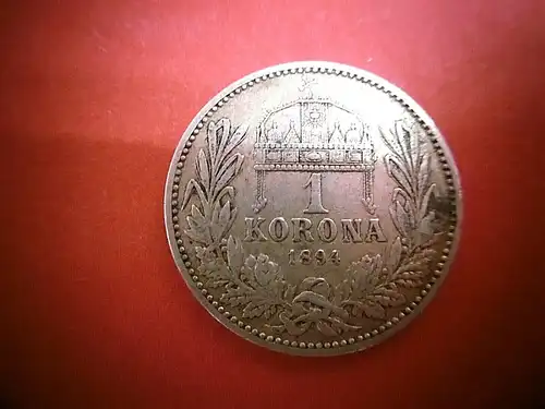 Silbermünze 1 Krone/Korona, Ungarn, Ferencz Jozsef, 1894