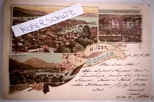 Alte PK  "Hilsen fra Bergen", gelaufen 1899