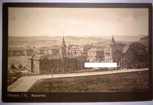 Alte PK "Plauen i. V. Kaserne ", gelaufen, um 1915