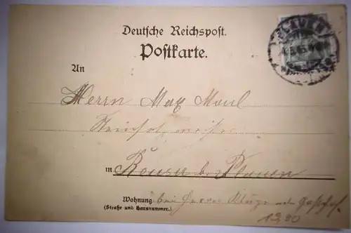 Alte PK "Gruss aus Plauen i. V." Dt. Reichspost Postkarte, gel. 1905