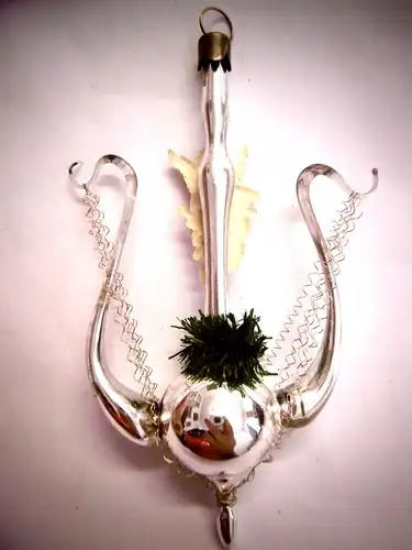 Wunderschöner nostalgischer Christbaumschmuck "Filigrane Lyra mit Engel"