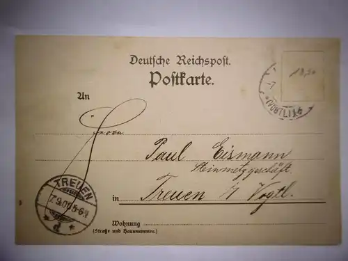 Alte Postkarte / Ansichtskarte "Gruss aus Plauen i. V." , gelaufen in 1900
