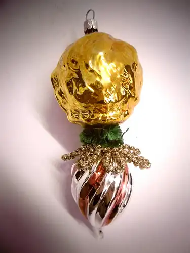 Wunderschöner Nostalgie-Christbaumschmuck "Kinderkopf mit Zipfel", L. ca. 15 cm